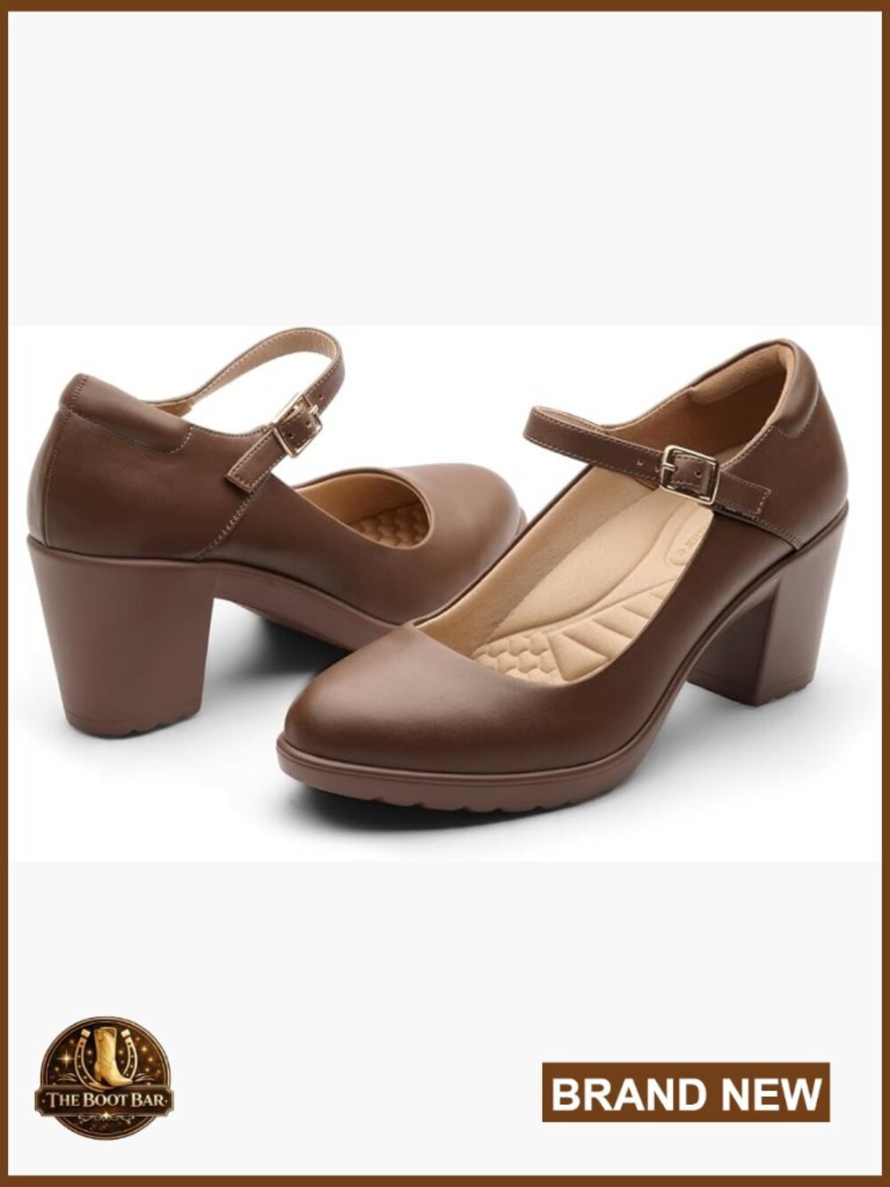 Mary Jane Heels with Arch Support, Chunky Block Heel Pumps, Work Shoes
